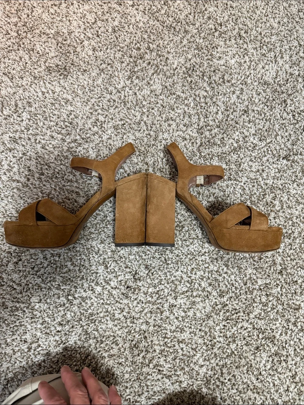 Tabitha Simmons Cognac Suede Crisscross Ankle-Strap Heels
